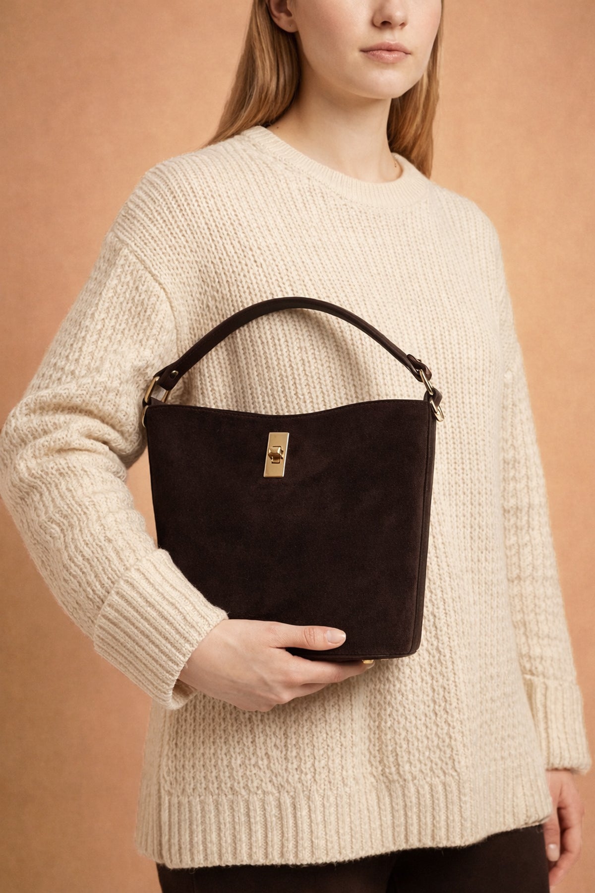 Sac ALIMA cuir SUÈDE - Marron choco