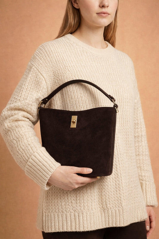 Sac ALIMA cuir SUÈDE - Marron choco