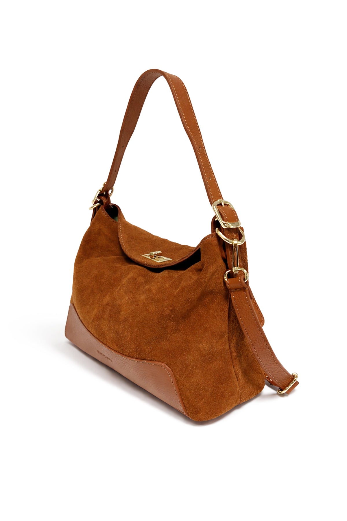 Sac cuir porté épaule PERLA SUEDE,  Cognac