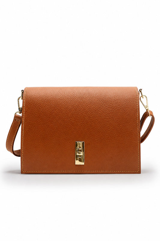Sac cuir porté main SWANN, Cognac