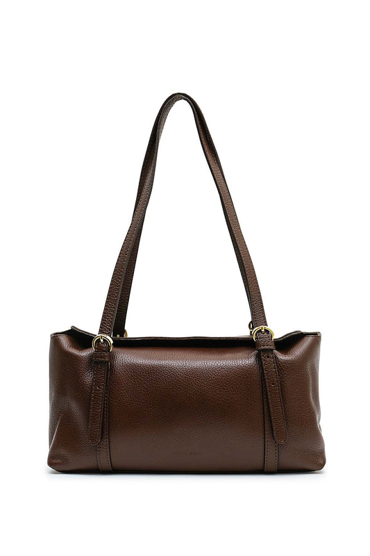 Sac cuir porté épaule LEONCE, Moka