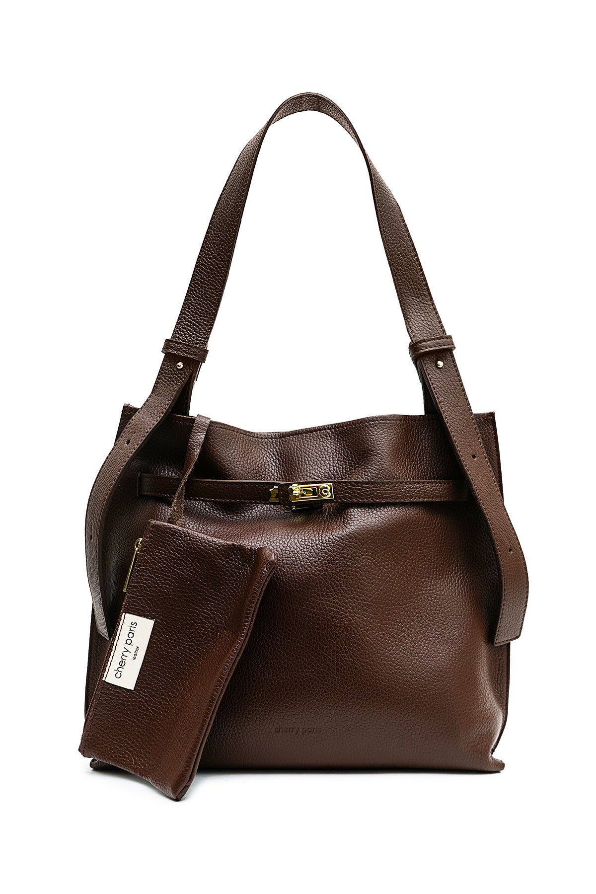 Sac cuir porté épaule ERELL, Moka