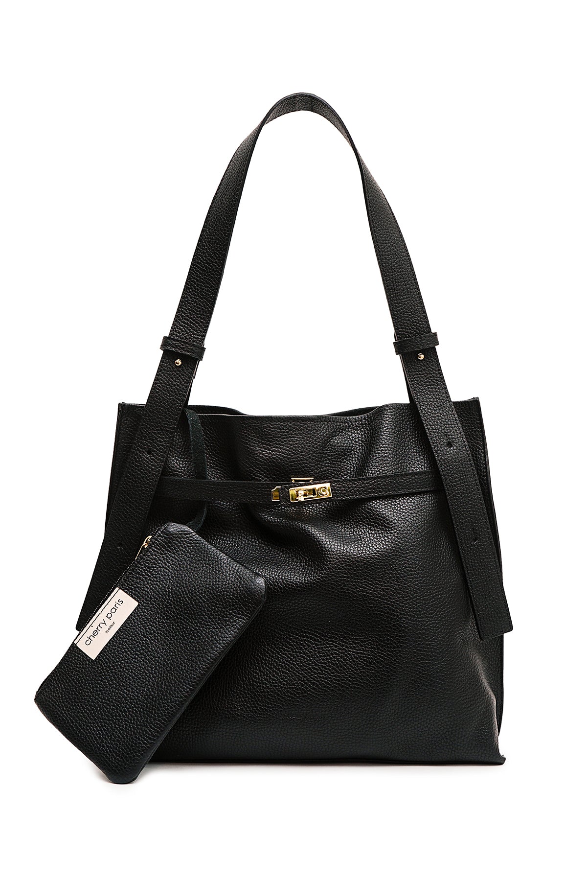 Sac porté épaule en cuir ERELL, Noir