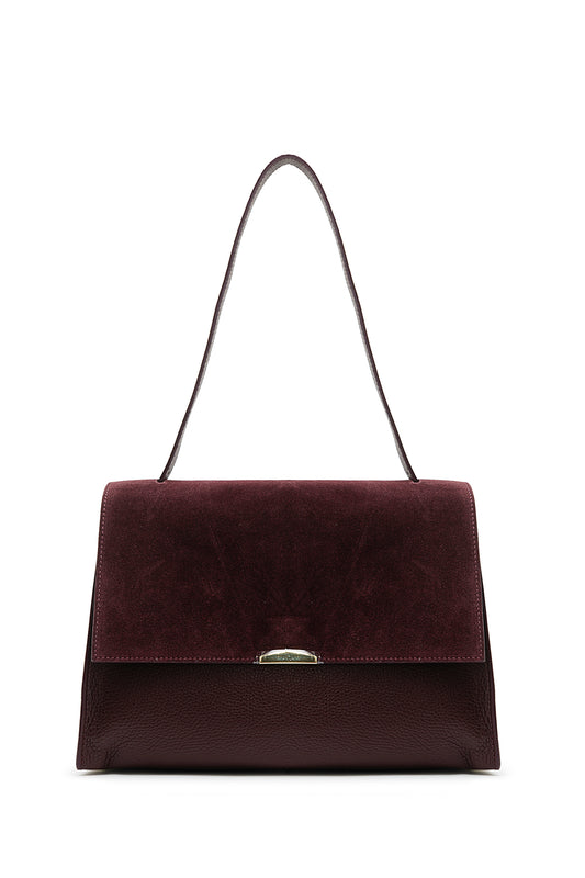 Sac porté main en cuir Bordeaux