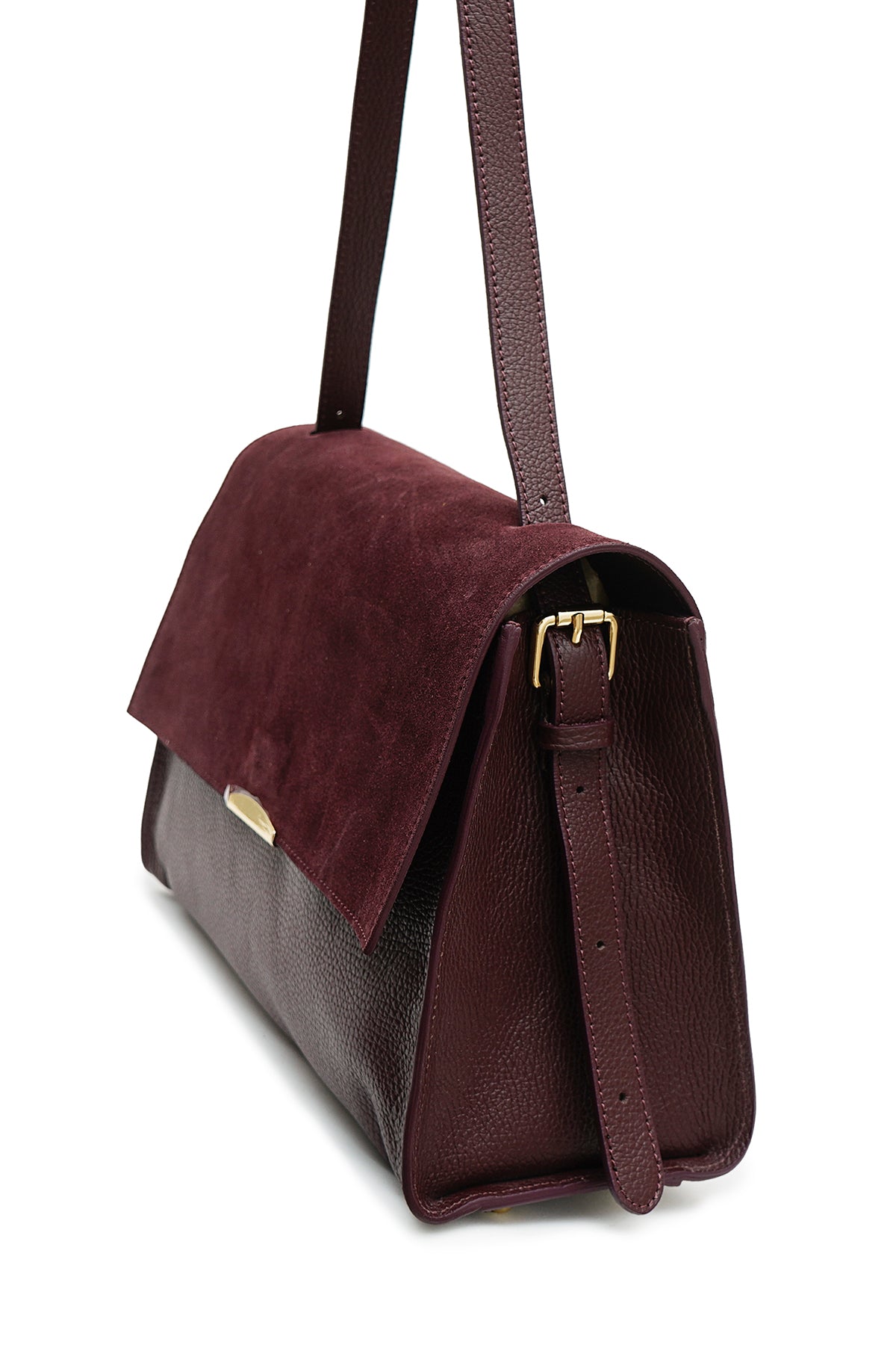 Sac porté main en cuir Bordeaux