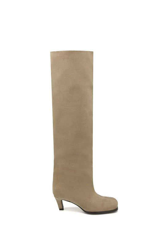 Bottes Hautes Plissées "Slouchy" en Suédine - taupe