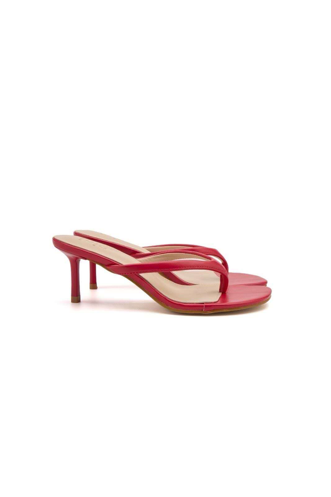 Sandales tongs à talon entredoigt, Rouge