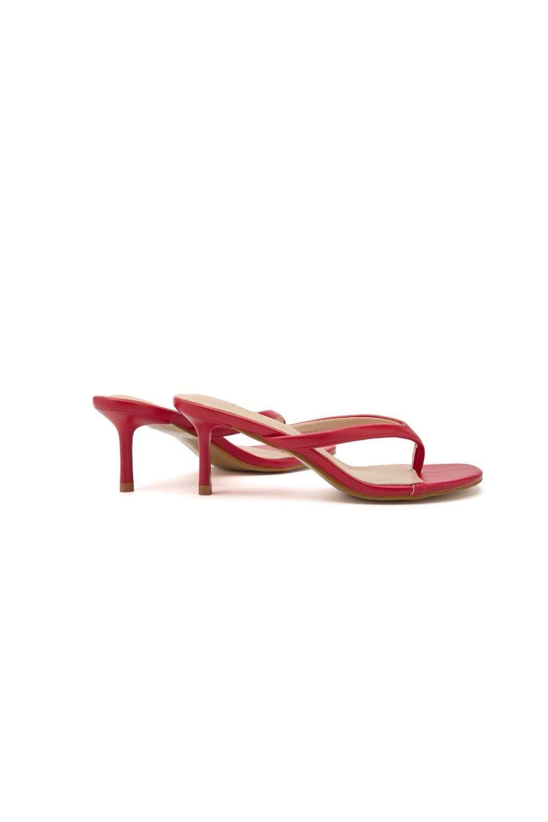 Sandales tongs à talon entredoigt, Rouge