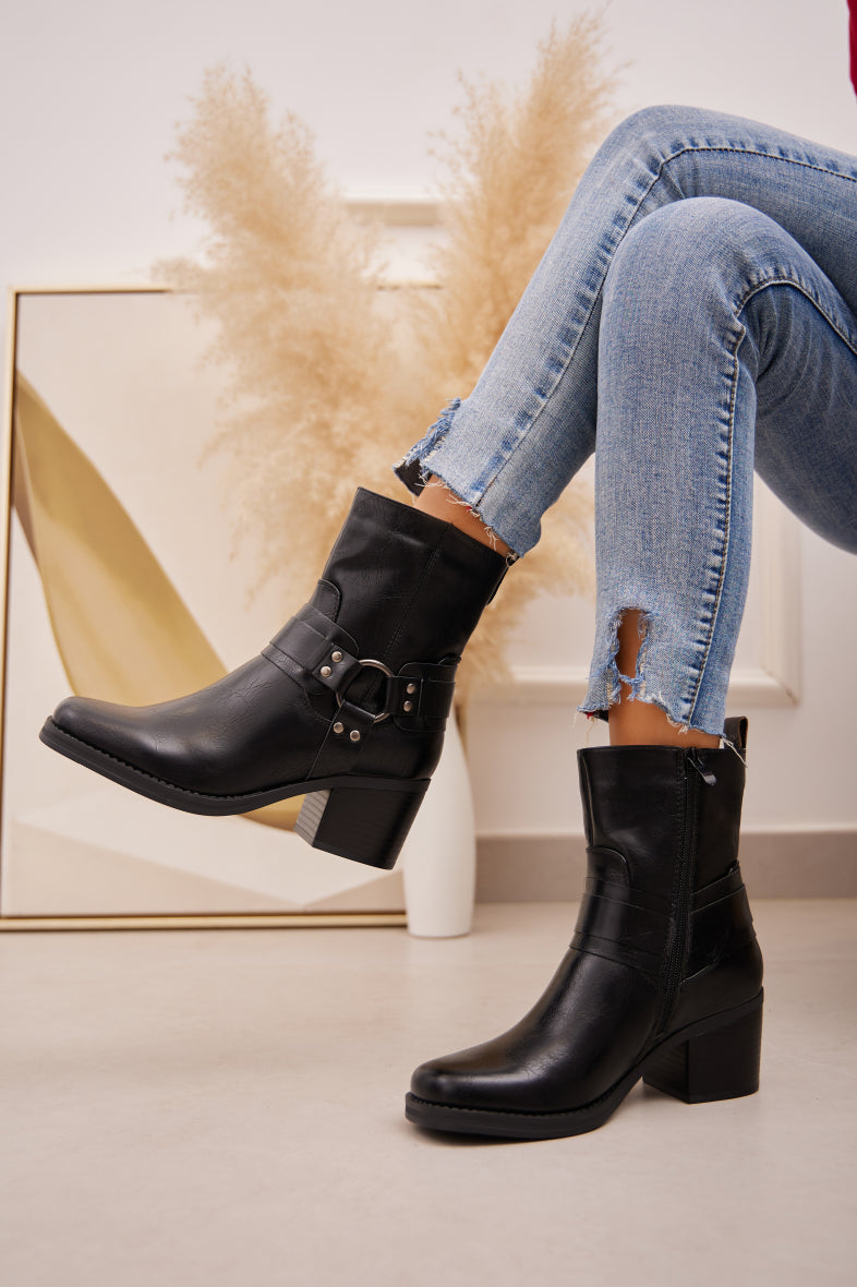 Bottines motardes noires femme hotsell