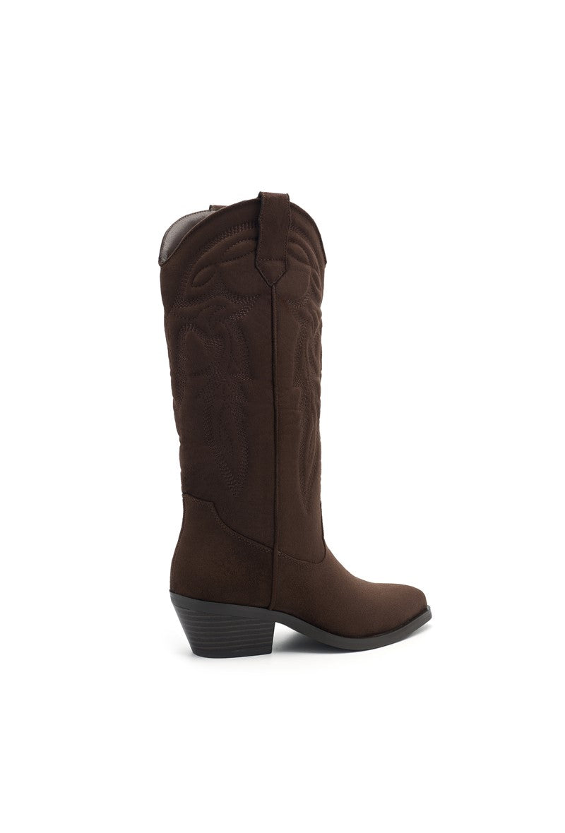 Bottes Hautes Style Santiags Brodées Marron
