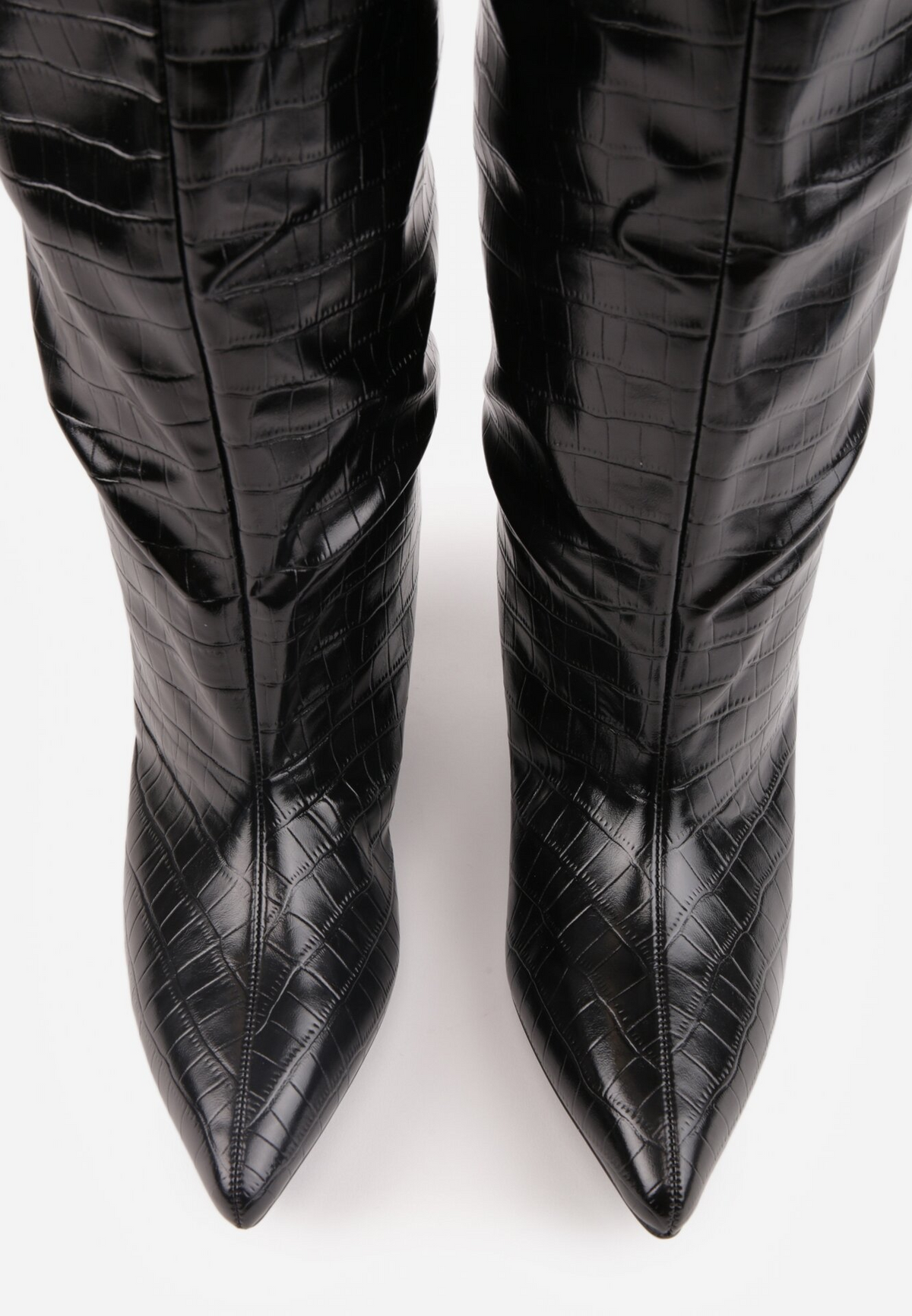 Bottes souple bout pointu effet croco - noir