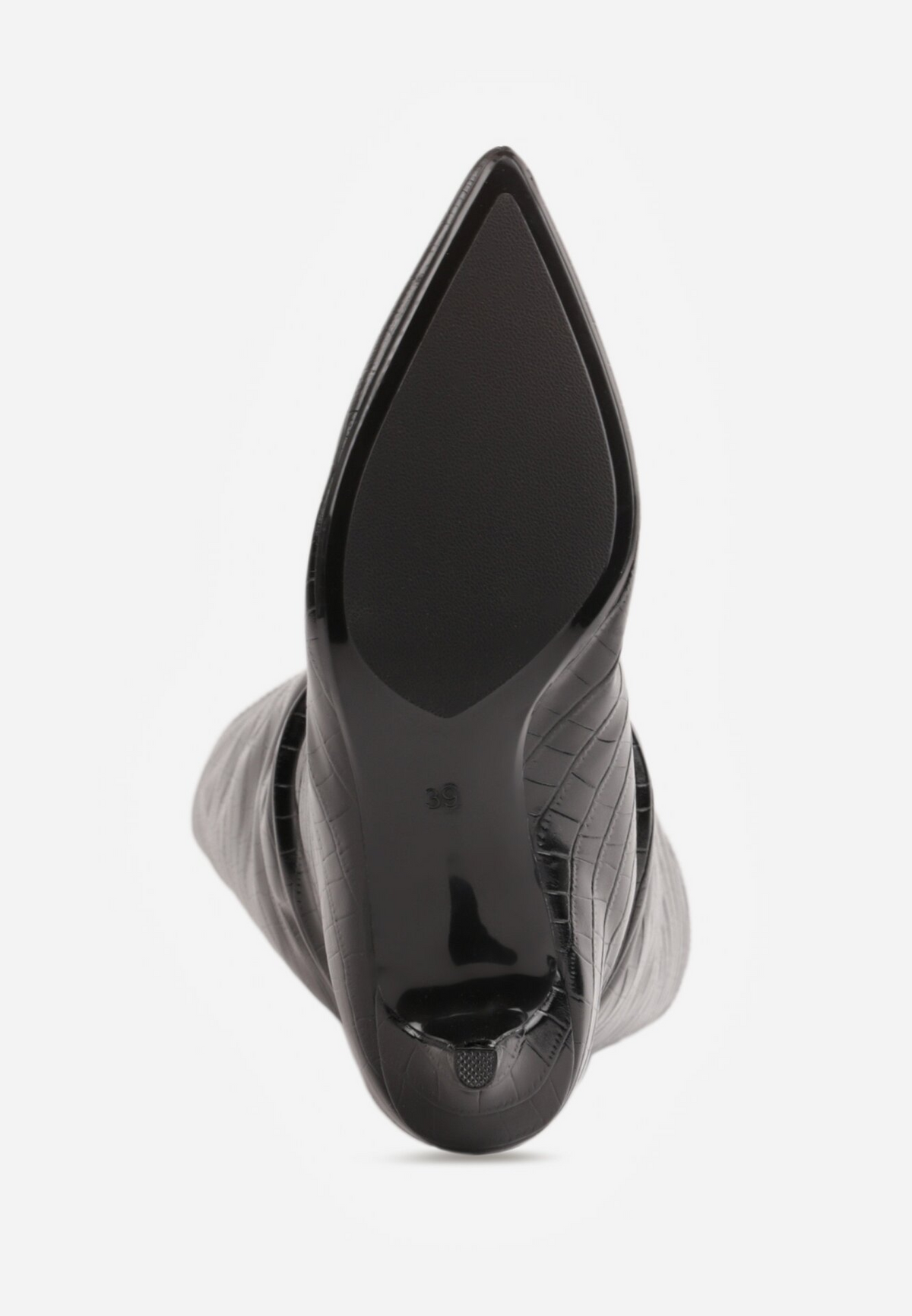 Bottes souple bout pointu effet croco - noir