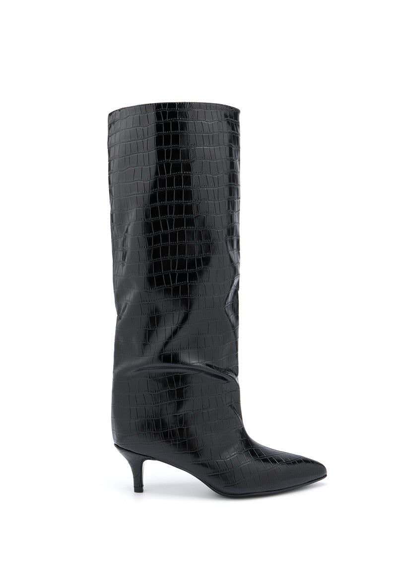 Bottes souple bout pointu effet croco - noir