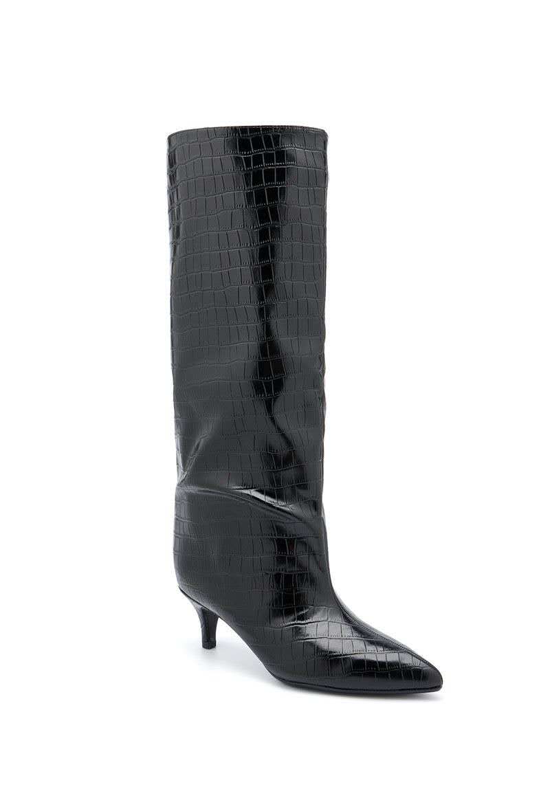 Bottes souple bout pointu effet croco - noir
