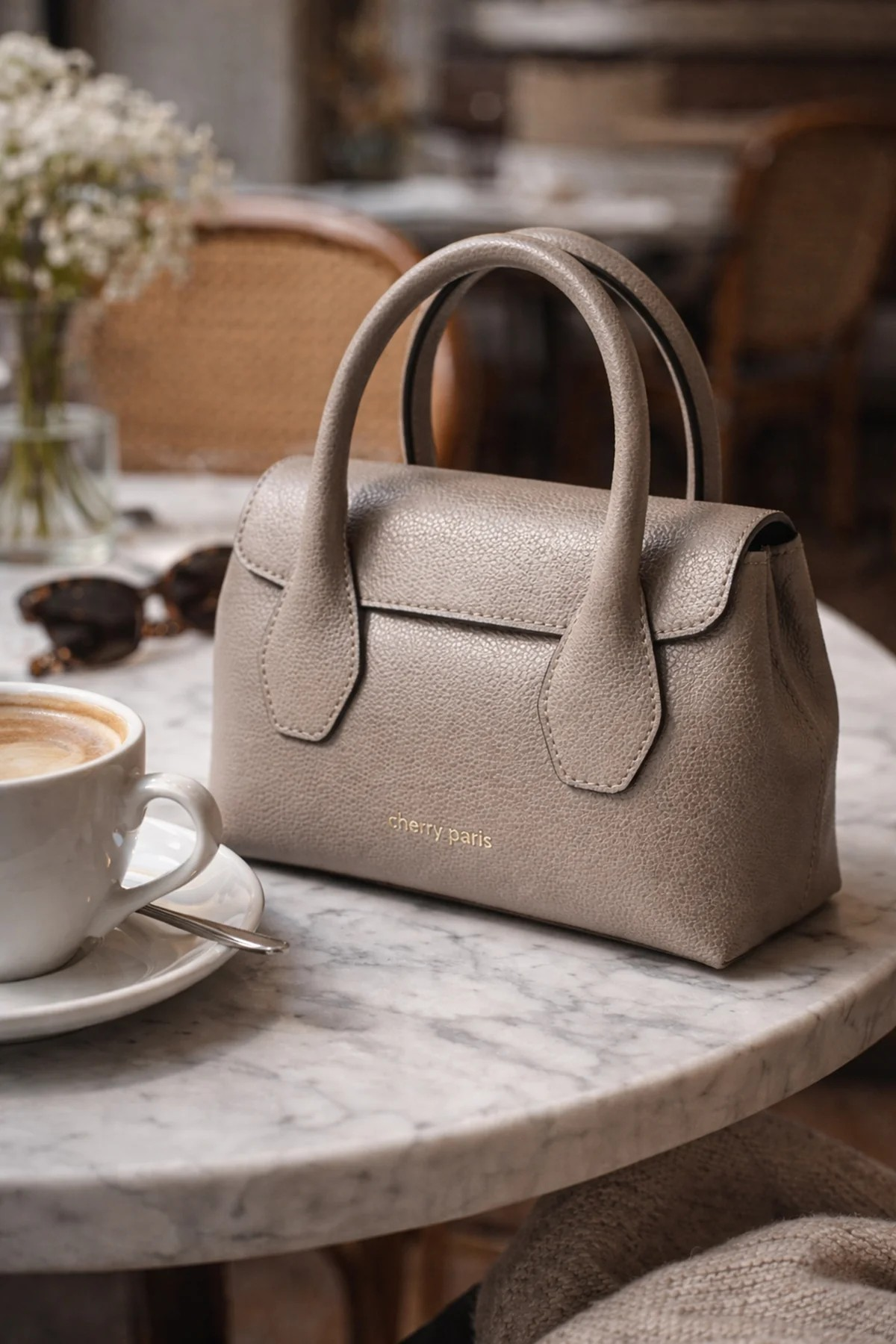 Sac cuir SAMANTHA PALMELLATO - Taupe clair
