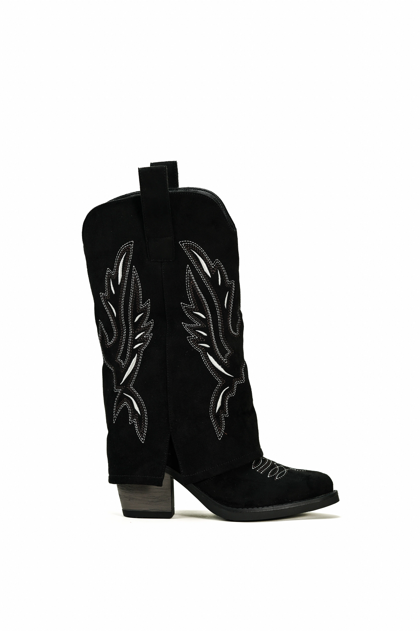 Boots Santiags guêtre style cowboy mi-mollet, Noir