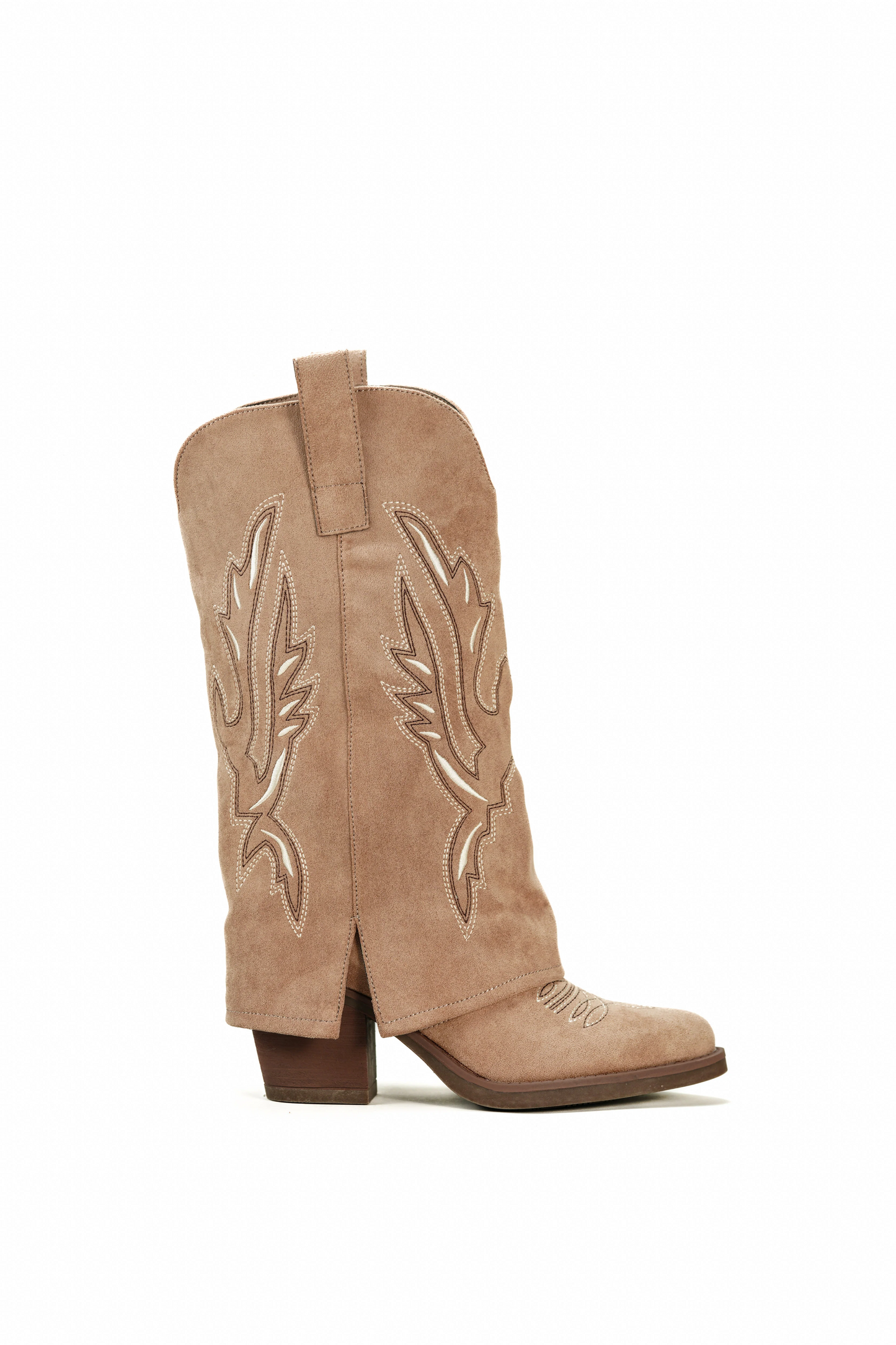 Boots Santiags guêtre style cowboy mi-mollet, Taupe