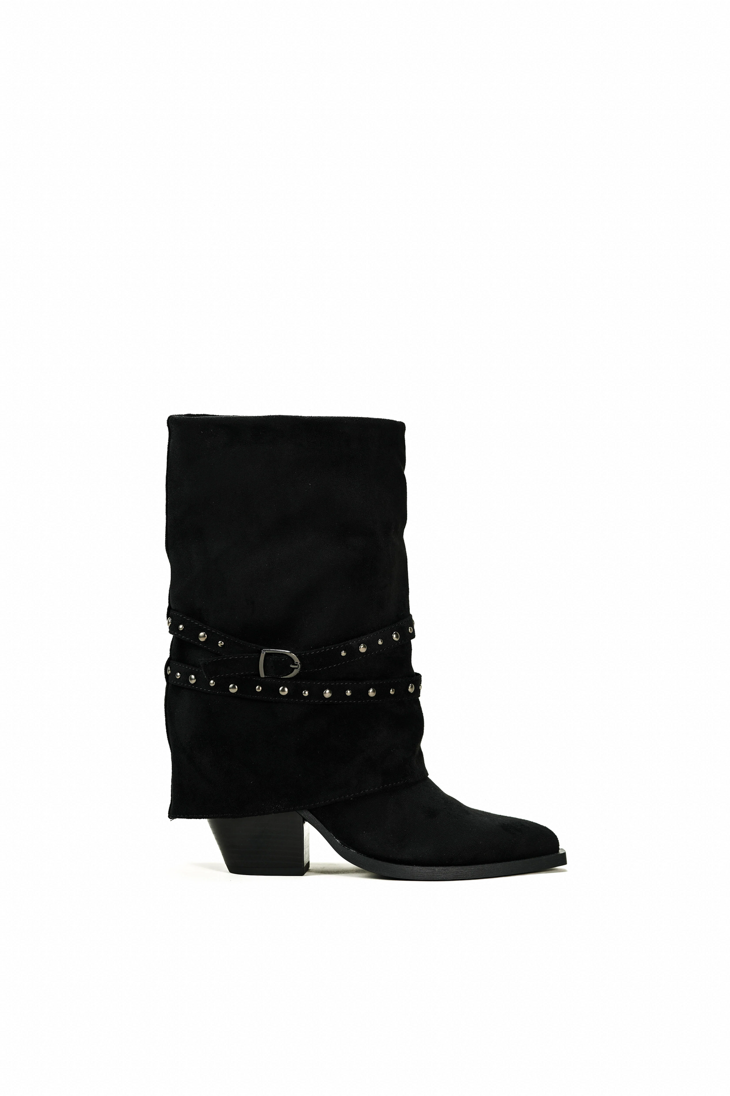 Santiags guêtre style cowboy avec boucle cloutée, Noire