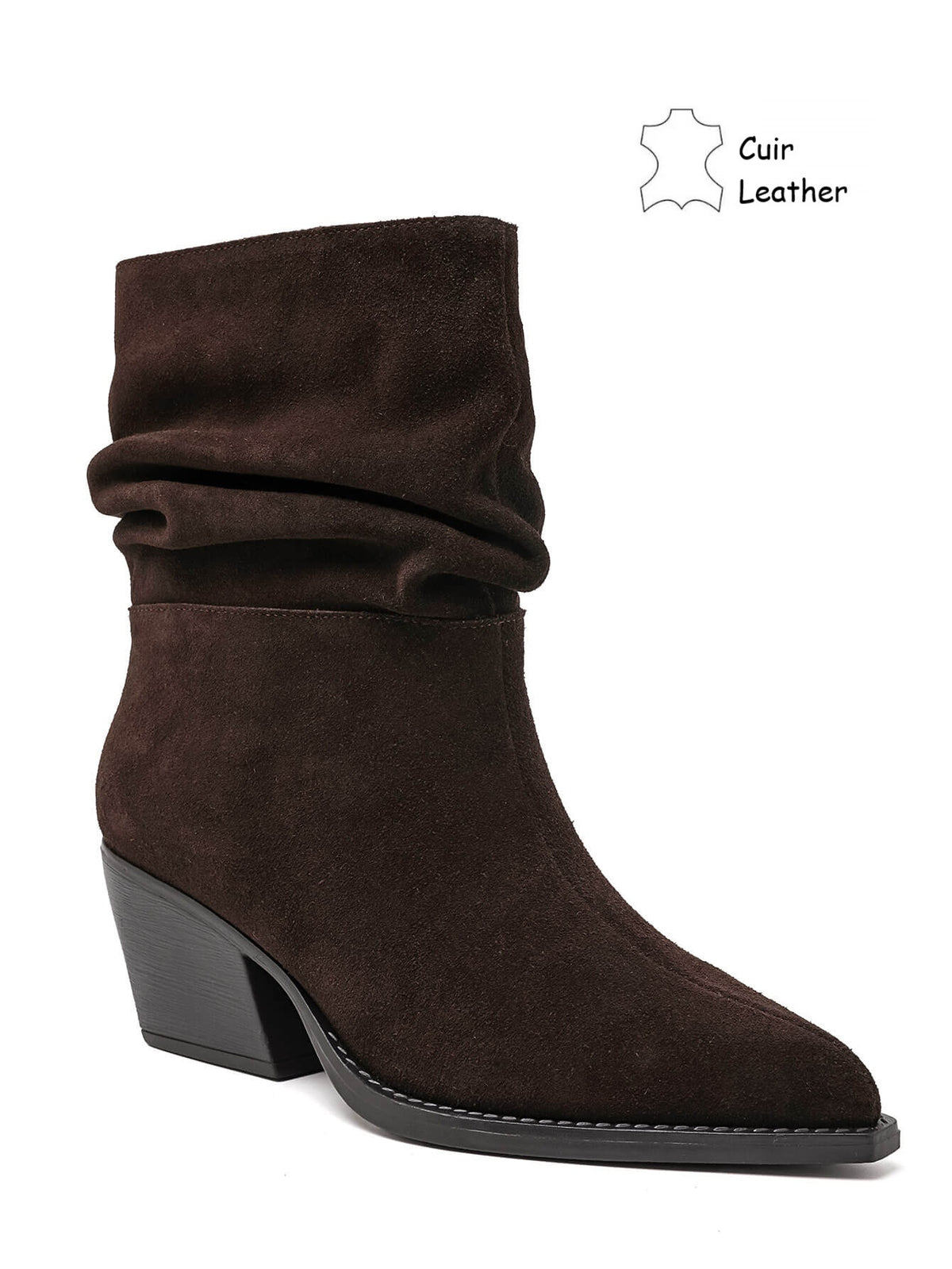 Bottines slouchy en cuir suédé - brown