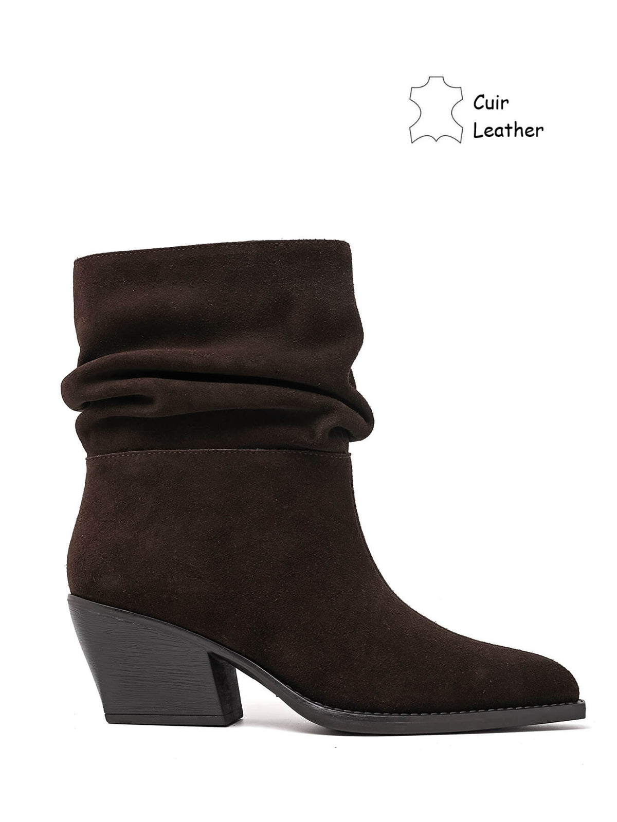Bottines slouchy en cuir suédé - brown