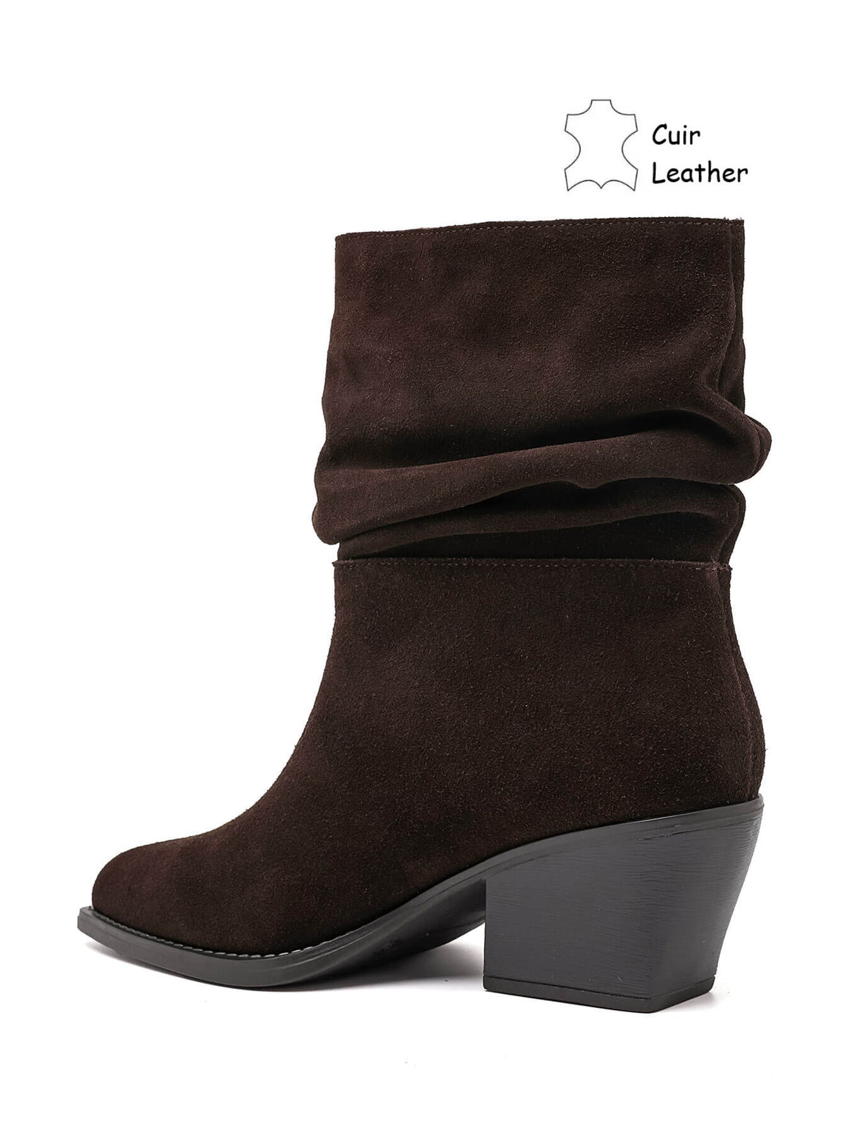 Bottines slouchy en cuir suédé - brown