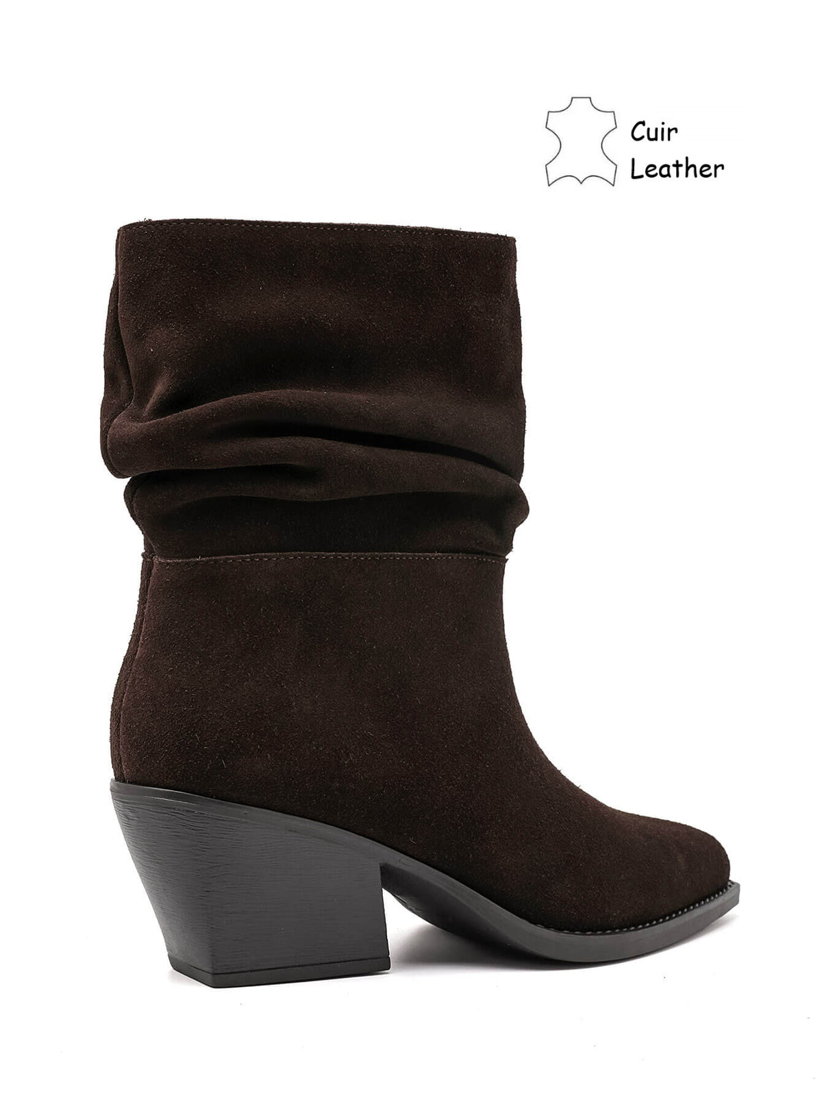 Bottines slouchy en cuir suédé - brown