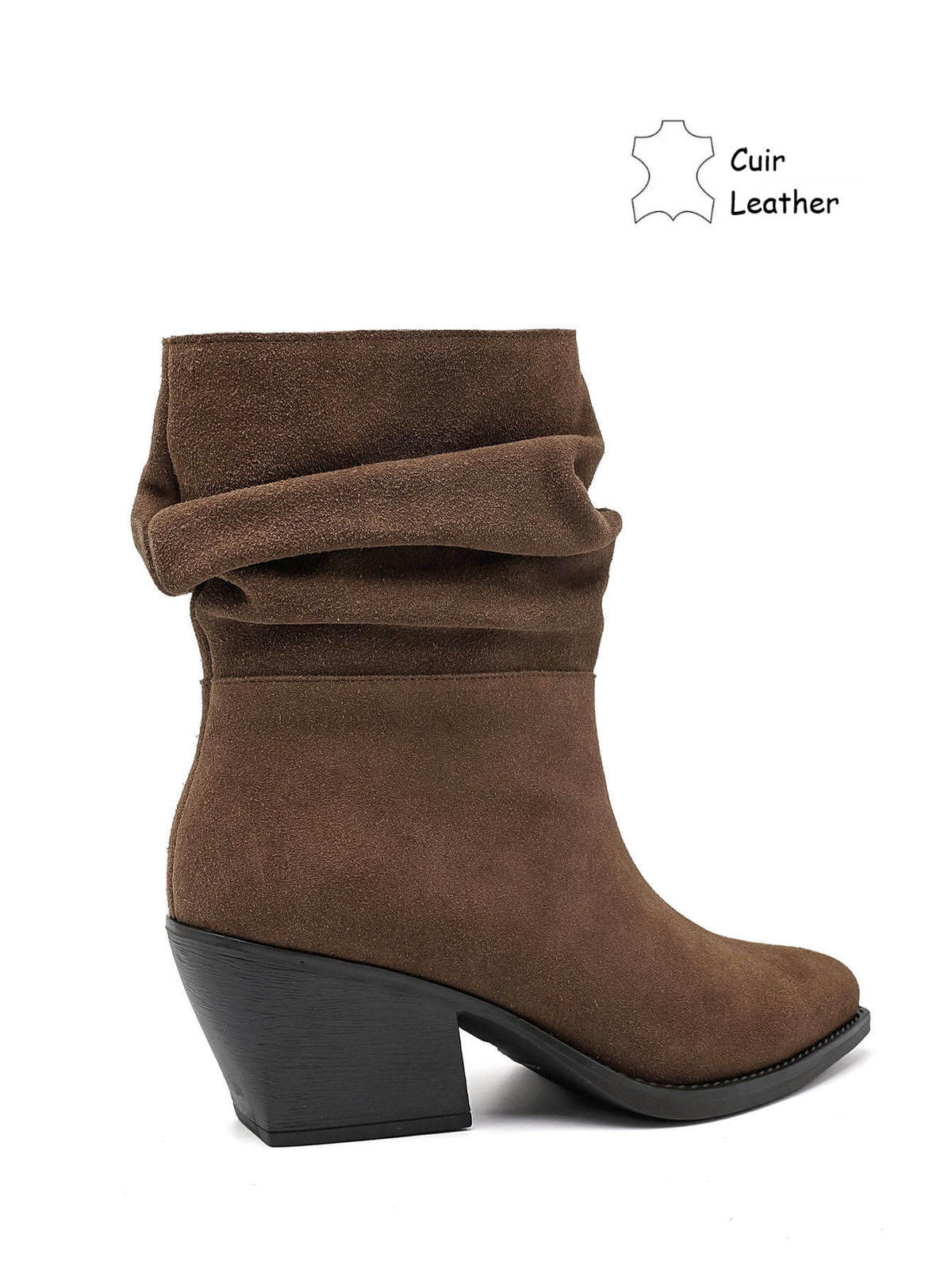 Bottines slouchy en cuir suédé - taupe
