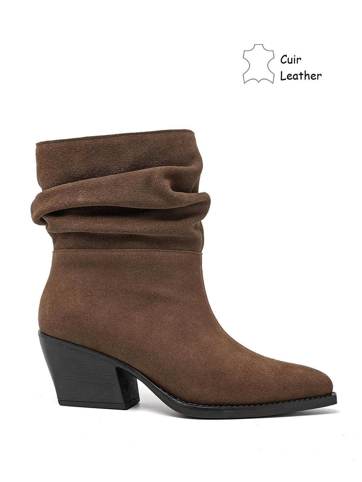 Bottines slouchy en cuir suédé - taupe