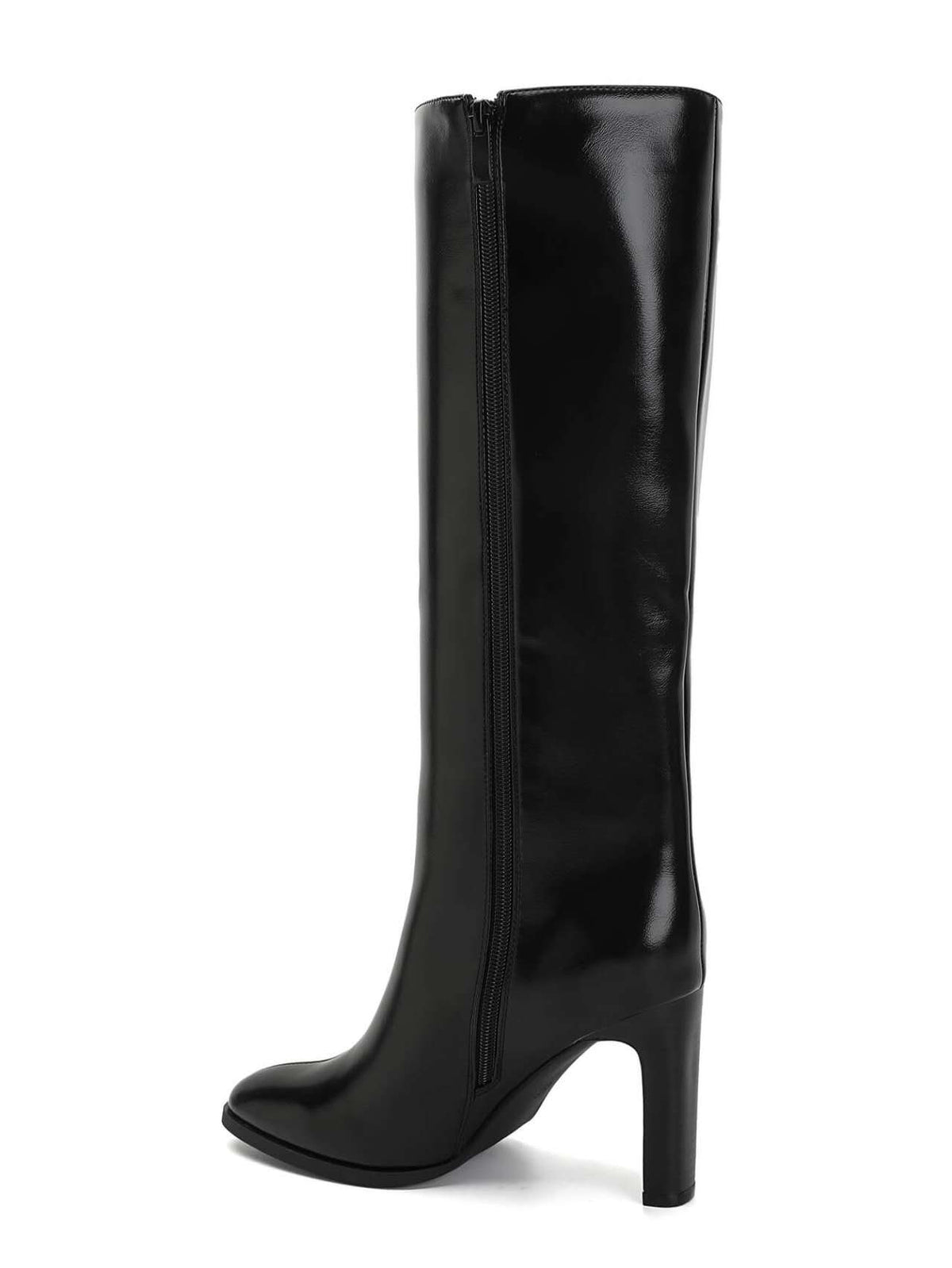 Bottes Hautes en simili-Cuir Glacé - noir