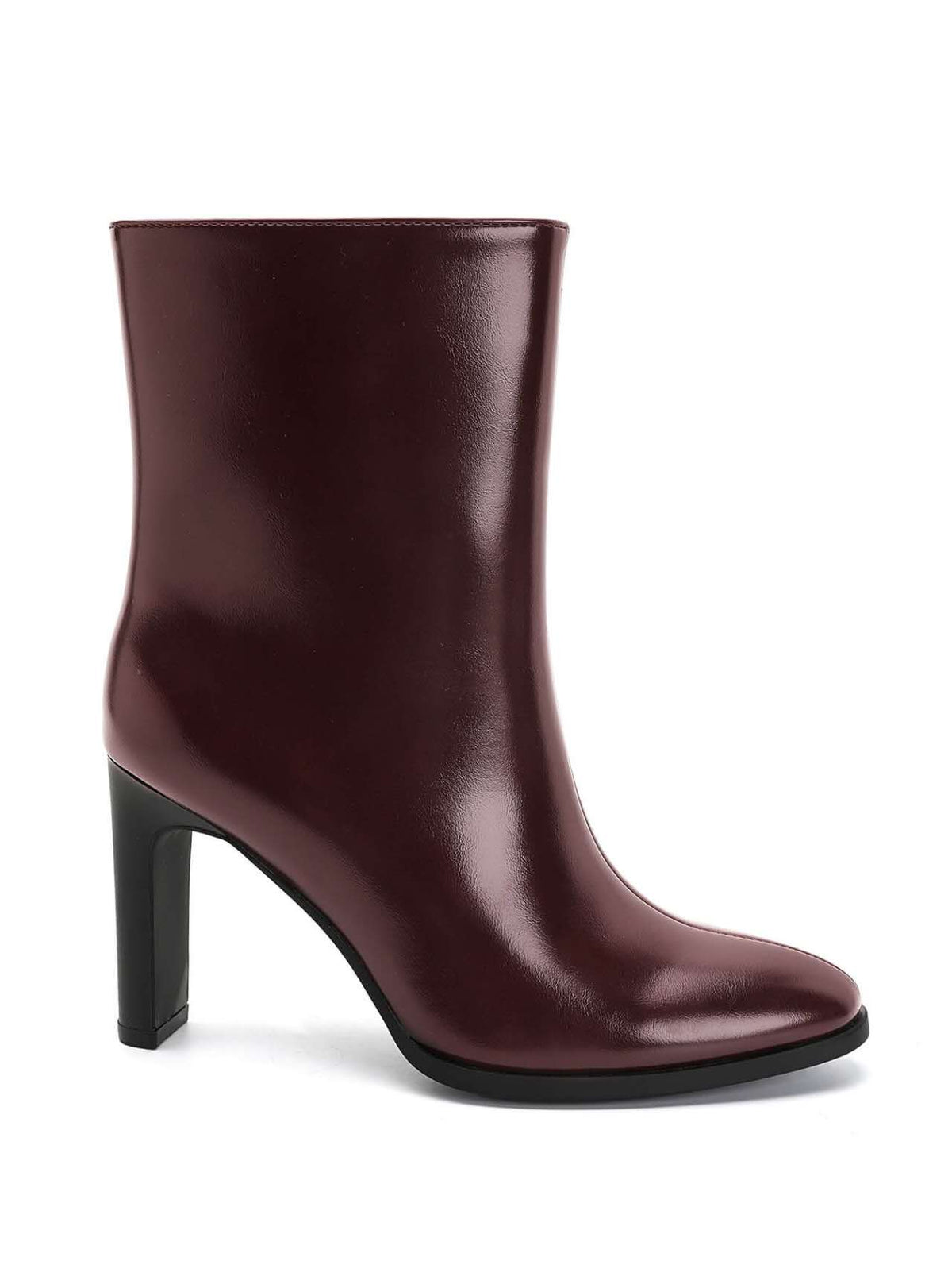 Bottines à Talon Carré en Simili Cuir Verni - bordeaux