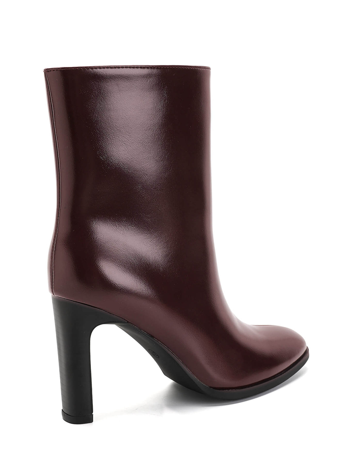 Bottines à Talon Carré en Simili Cuir Verni - bordeaux