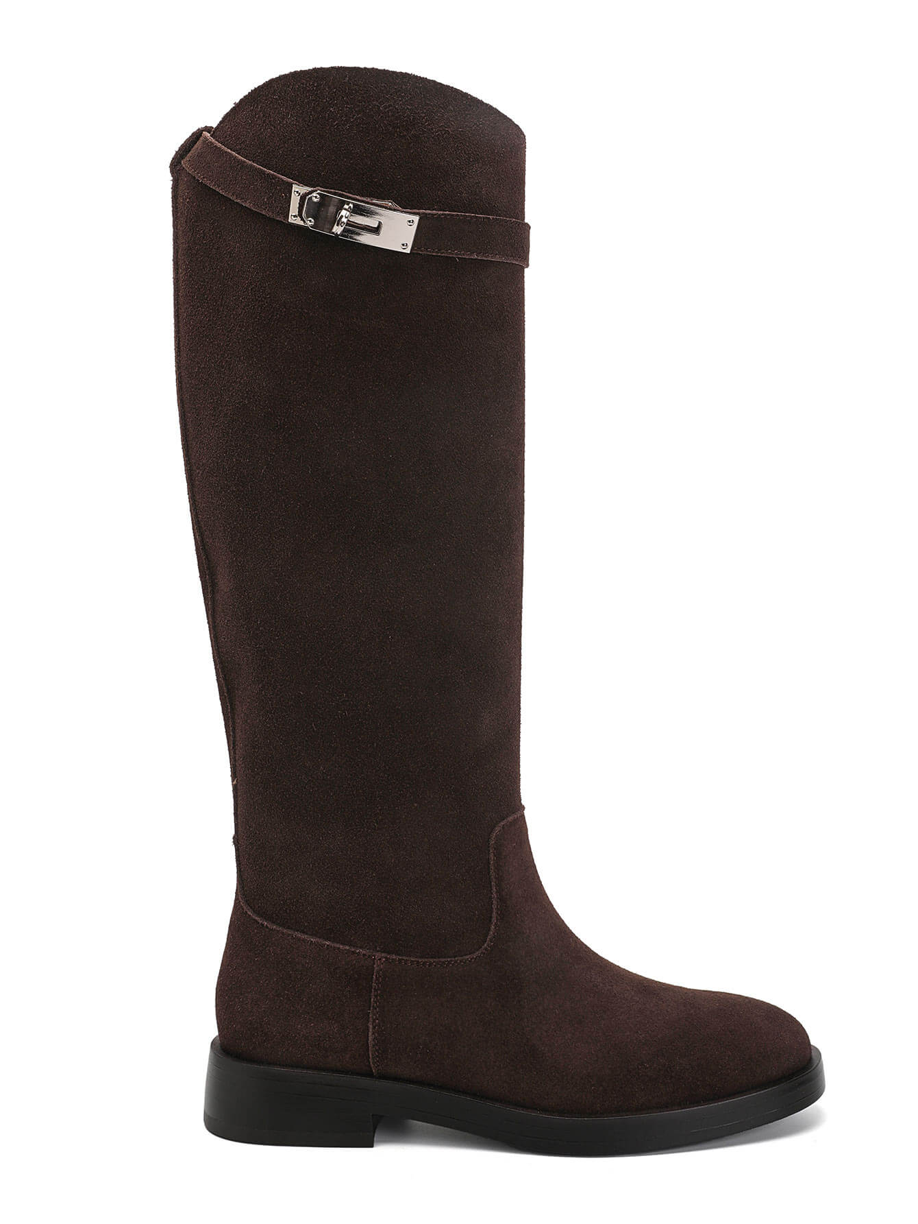 Bottes Cavalières en Suède Marron Chocolat