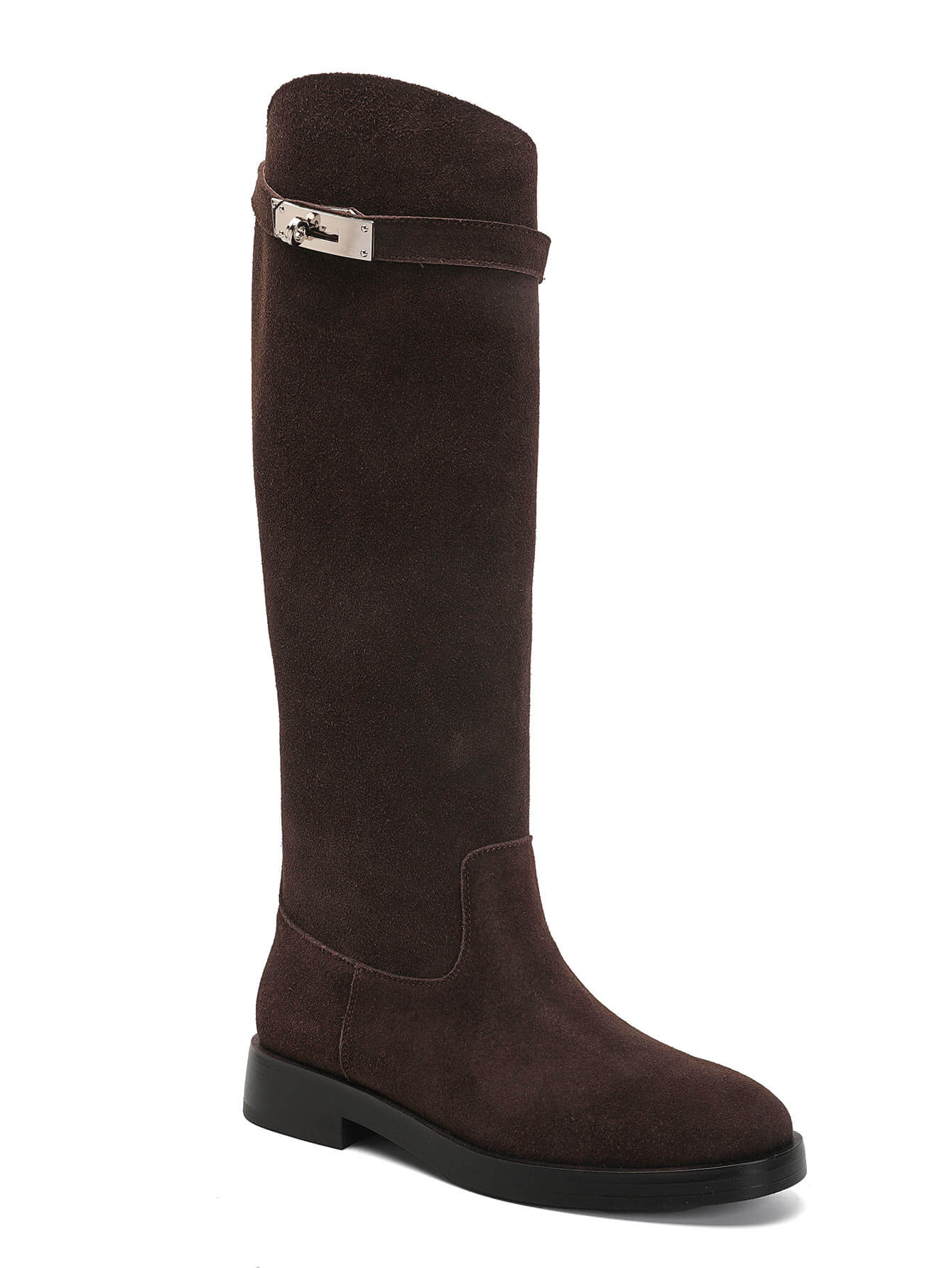 Bottes Cavalières en Suède Marron Chocolat
