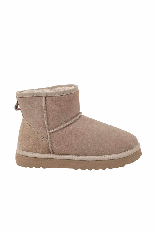 Bottines fourrées en cuir suède - beige