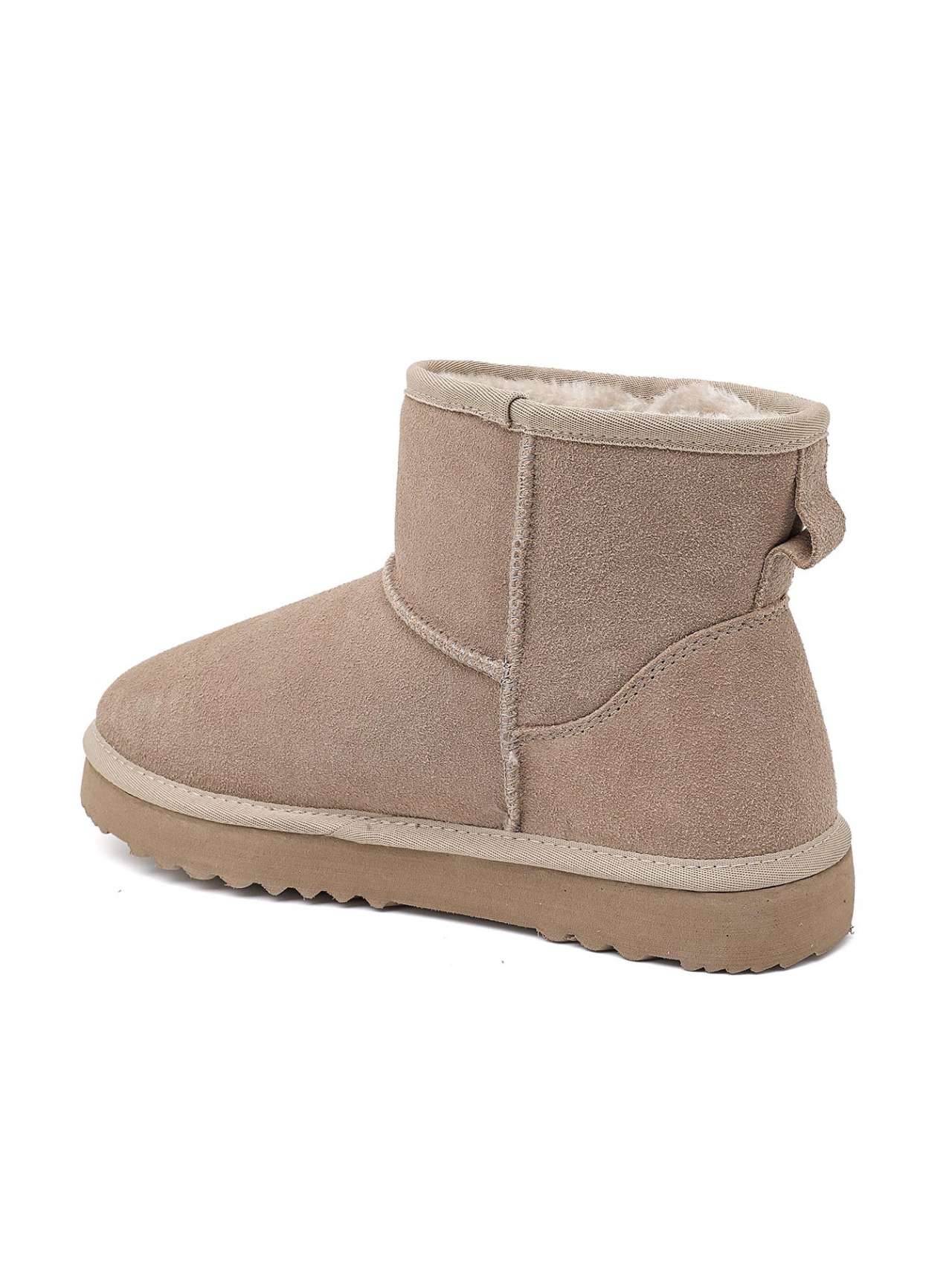 Bottines fourrées en cuir suède - beige