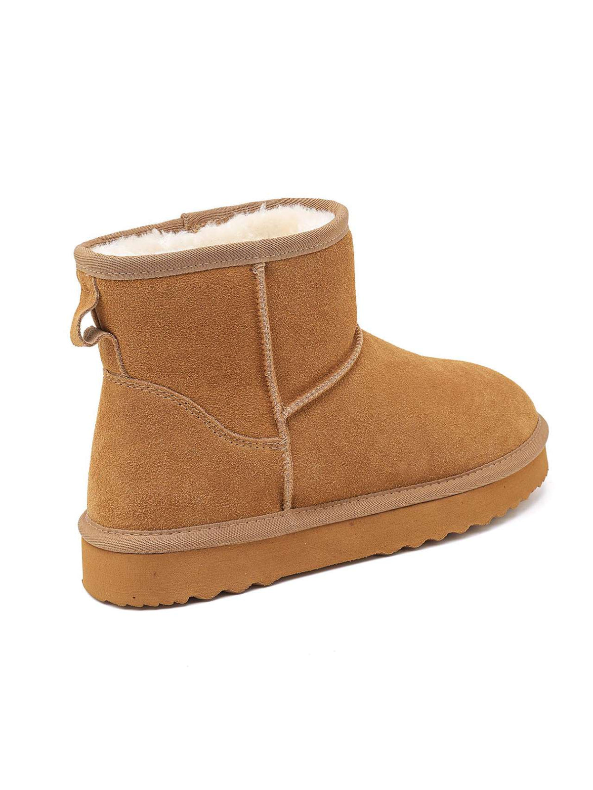 Bottines fourrées en cuir suède - camel