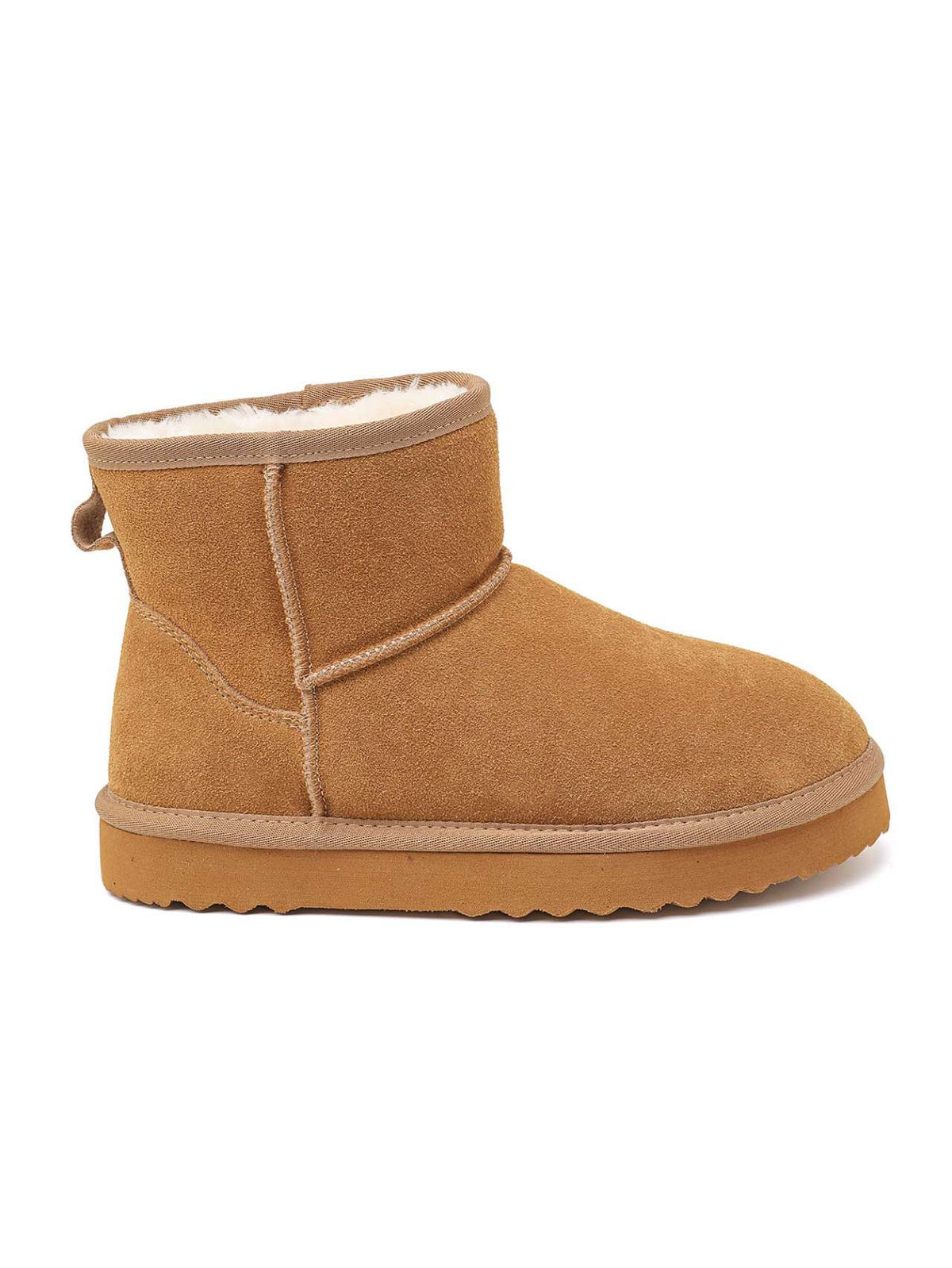 Bottines fourrées en cuir suède - camel