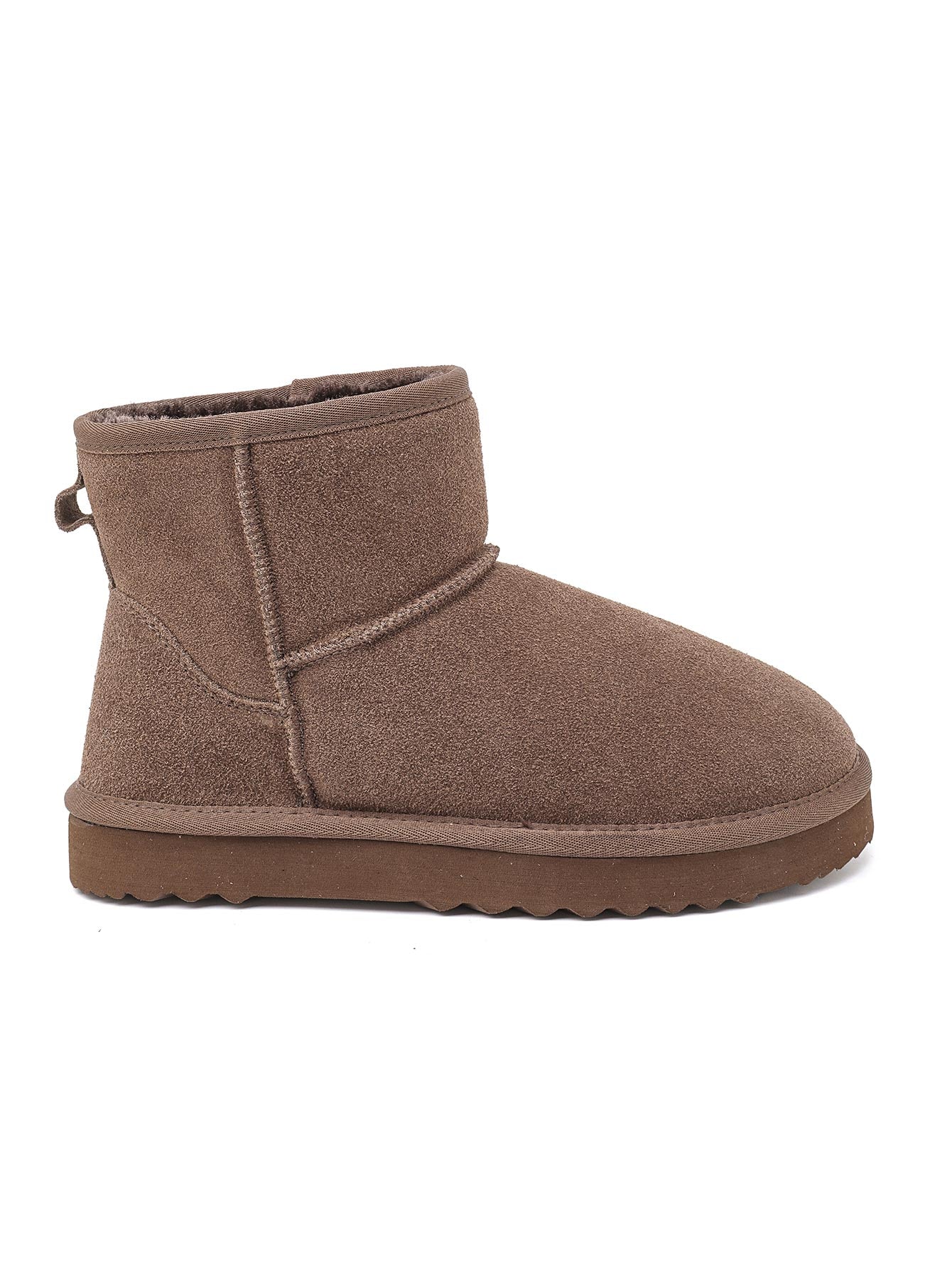 Bottines fourrées en cuir suède - taupe