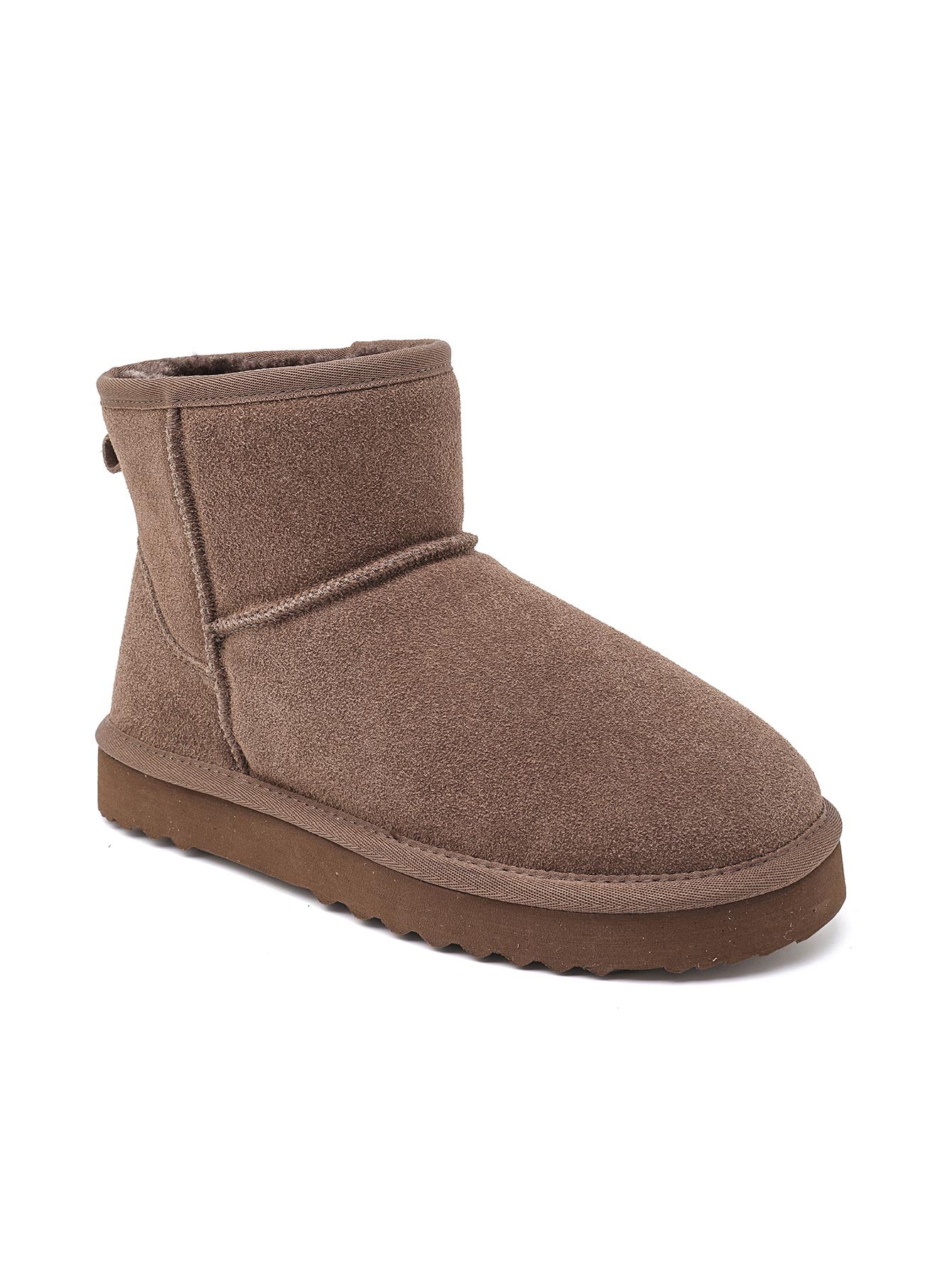 Bottines fourrées en cuir suède - taupe