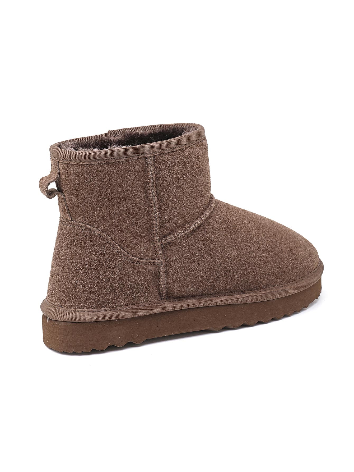 Bottines fourrées en cuir suède - taupe