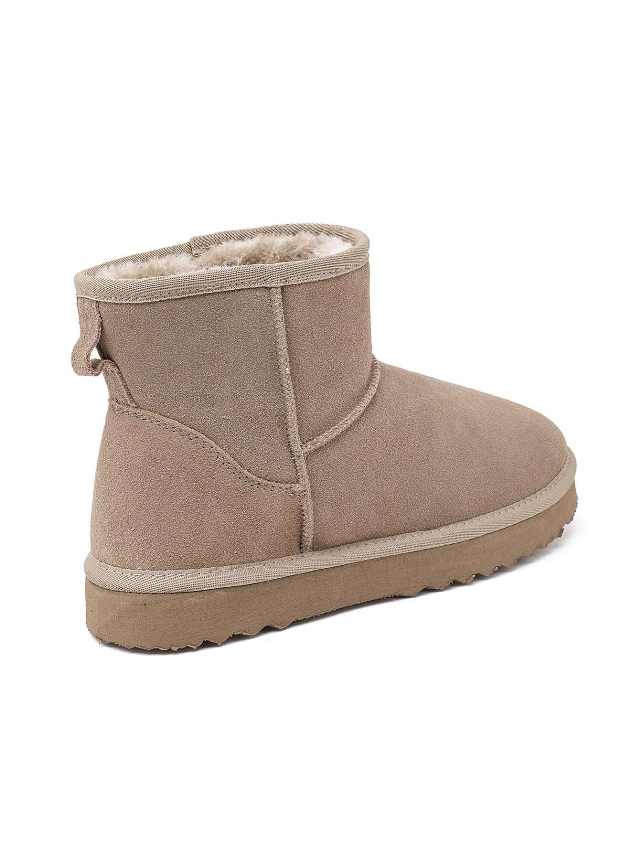 Bottines fourrées en cuir suède - beige