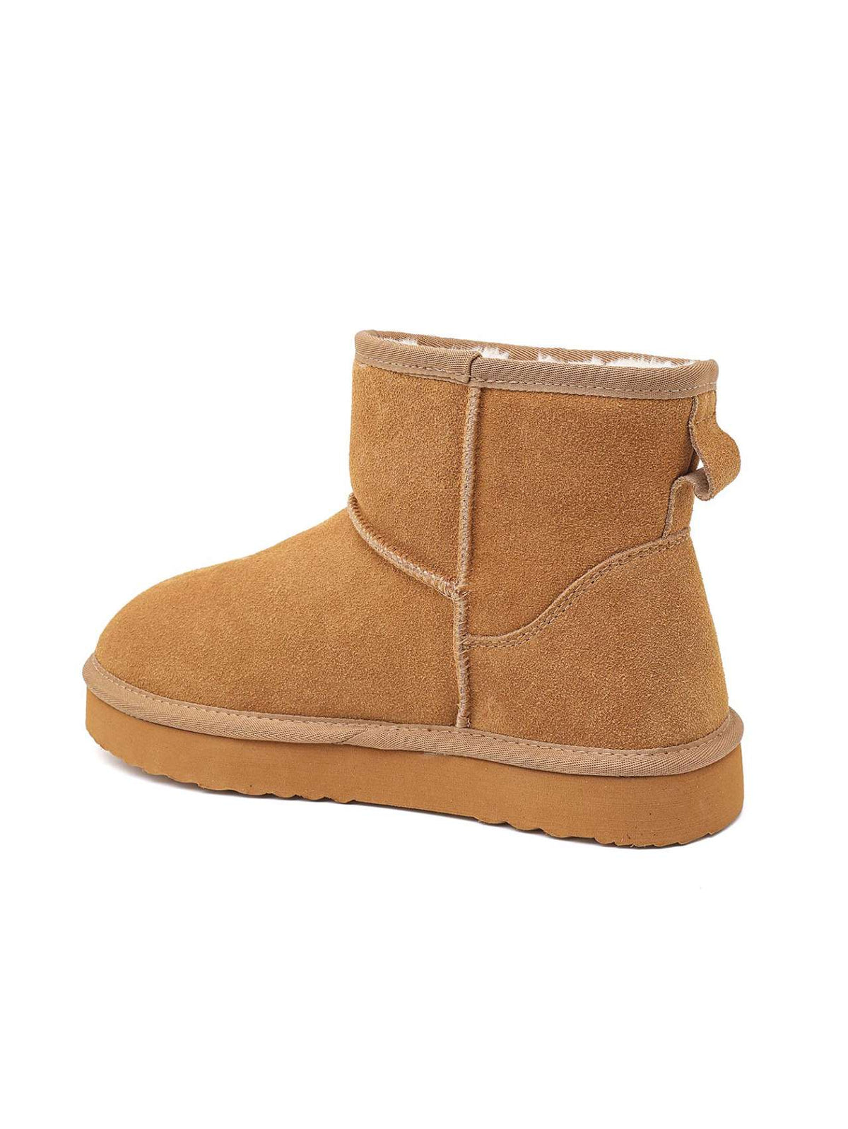 Bottines fourrées en cuir suède - camel