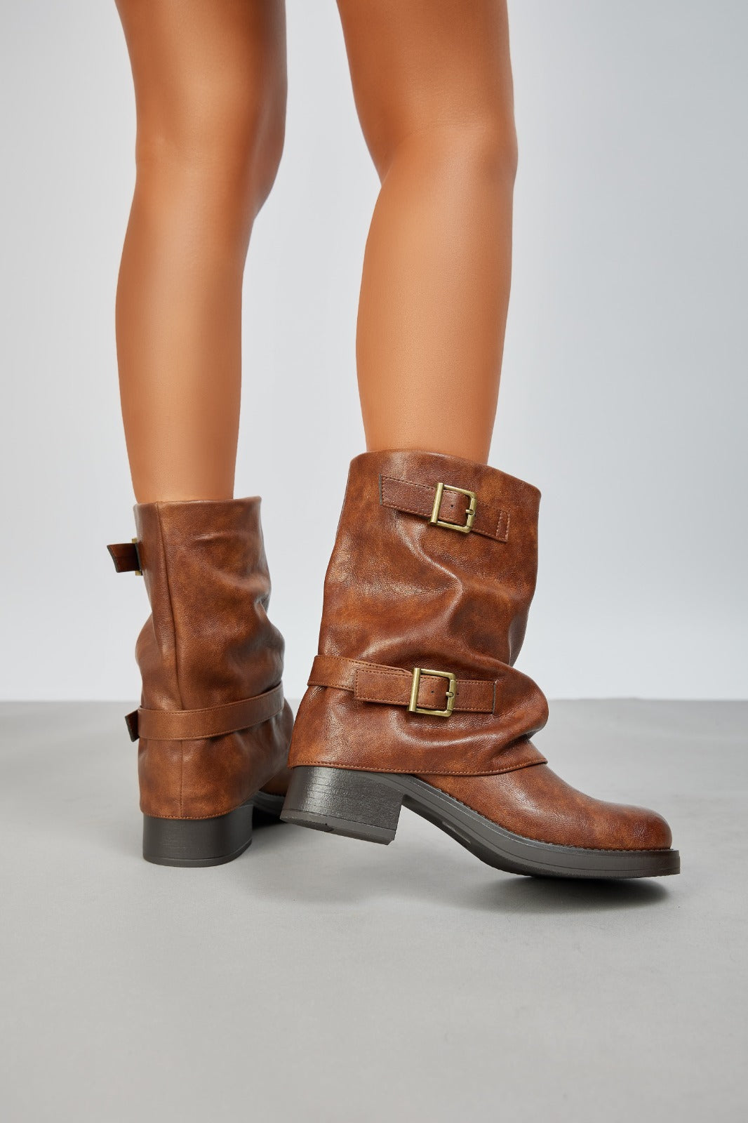 Biker boots guêtre avec boucles,  Camel