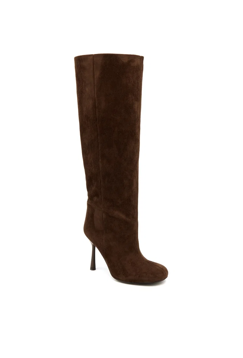Bottes Fluides à Talon Fin - Marron