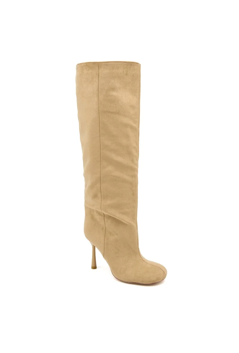 Bottes Fluides à Talon Fin - taupe