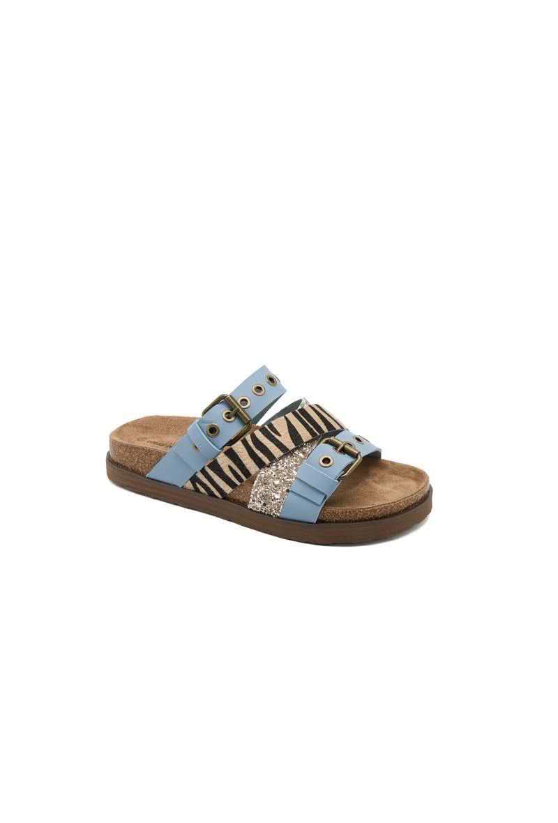Mules avec multi brides motif léopard