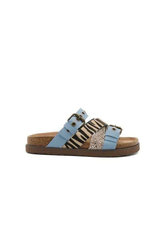 Mules avec multi brides motif léopard