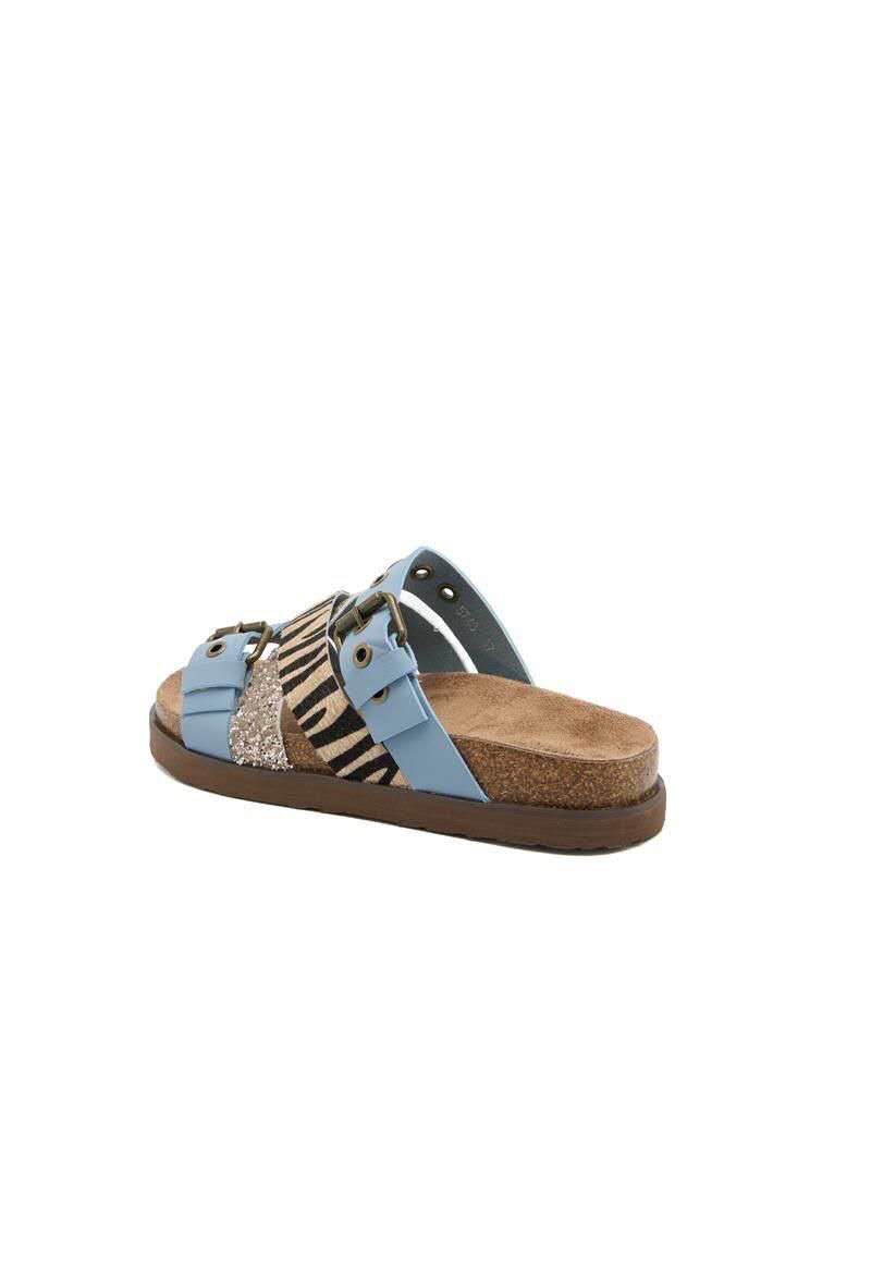 Mules avec multi brides motif léopard