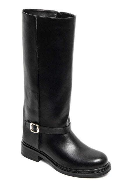 Bottes motard noires avec détail boucle