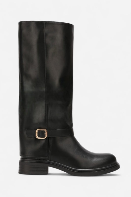 Bottes motard noires avec détail boucle